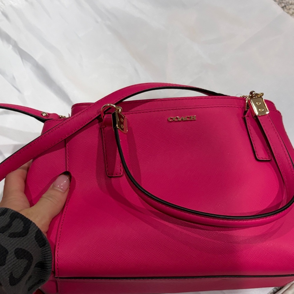 Coach Hot Pink Leather Satchel with Gold Hardware